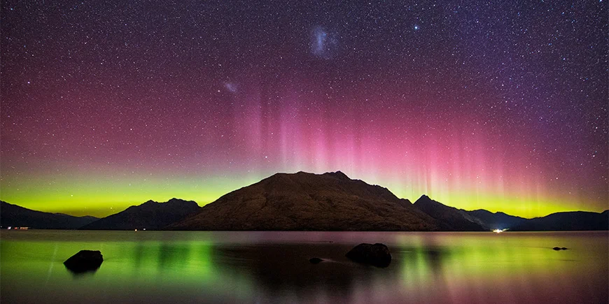 Südlicht am Lake Wakatipu in Neuseeland