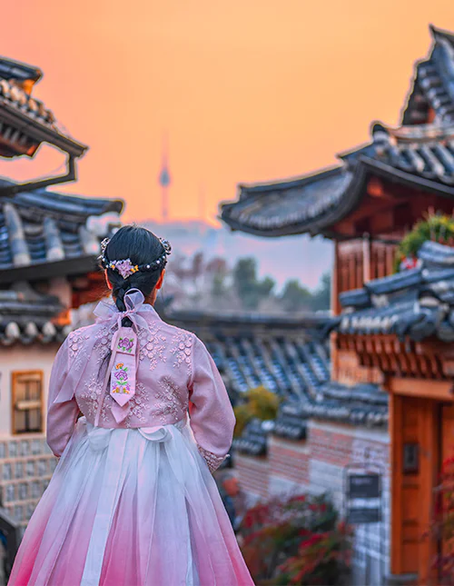 Das traditionelle Viertel Bukchon Hanok Village in Seoul, Südkorea