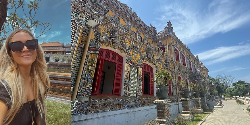 Millie in der Kaiserlichen Stadt in Hué in Vietnam