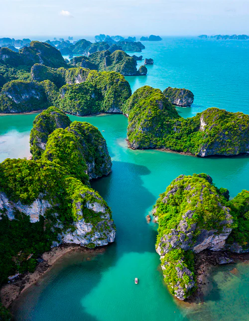 Blick über die Halong-Bucht im Norden Vietnams