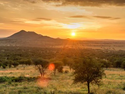 Sonnenuntergang über der Serengeti