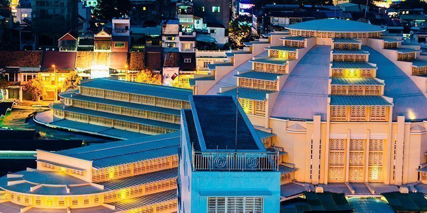 Überblick über den Zentralmarkt in Phnom Penh, Vietnam