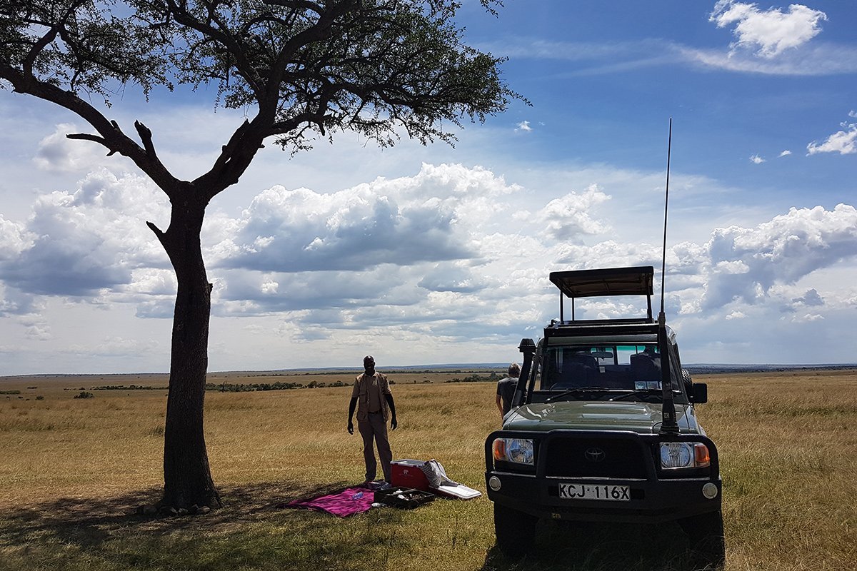 Hier wird das Mittagessen in der Masai Mara eingenommen