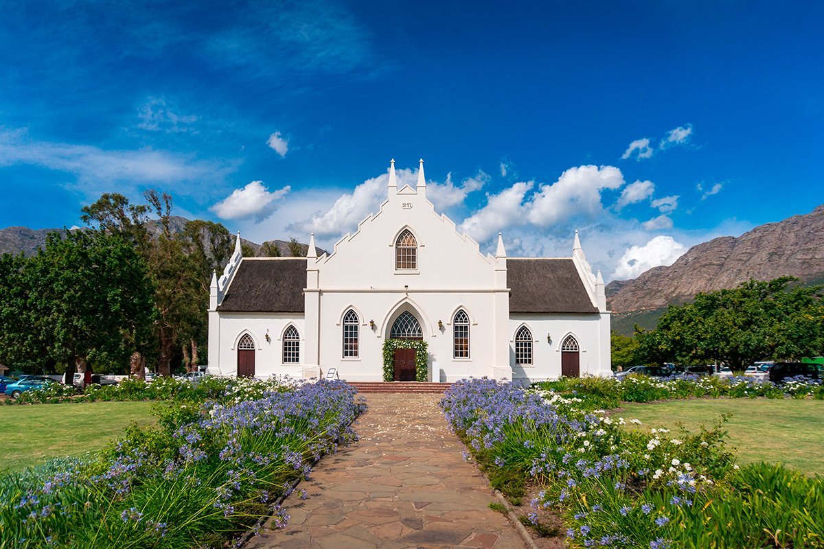 Historisches Gebäude im Weingebiet außerhalb von Cape Town