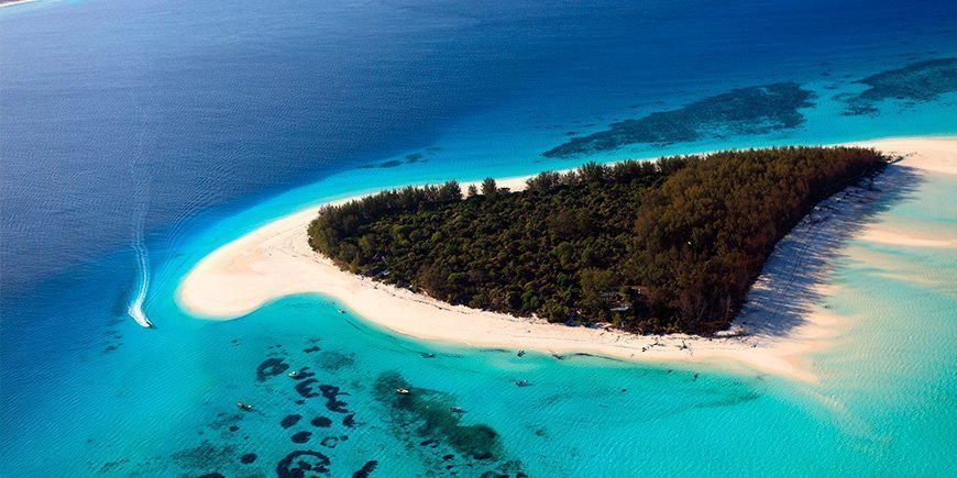 Überblick von Mnemba Island auf Sansibar