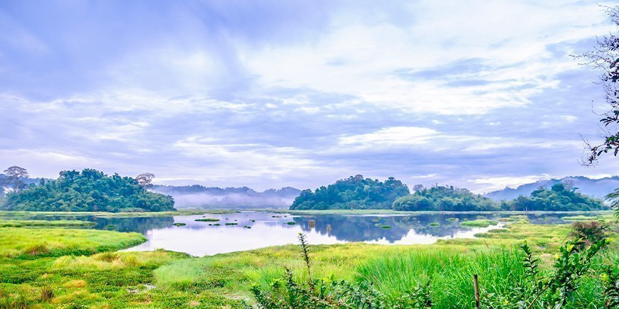 Blick auf den Krokodilsee im Nam Cat Tien-Nationalpark in Vietnam