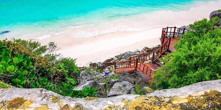 Tolle Aussicht auf den Strand von Tulum