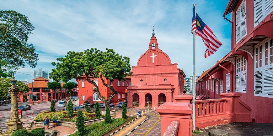 Rathaus am Dutch Square in Melaka, Malaysia