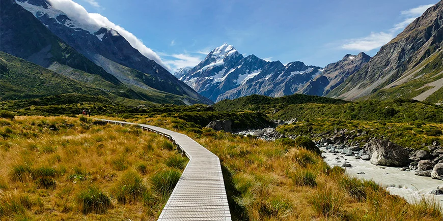 Der Hooker Valley Trail im Aoraki/Mount Cook-Nationalpark in Neuseeland